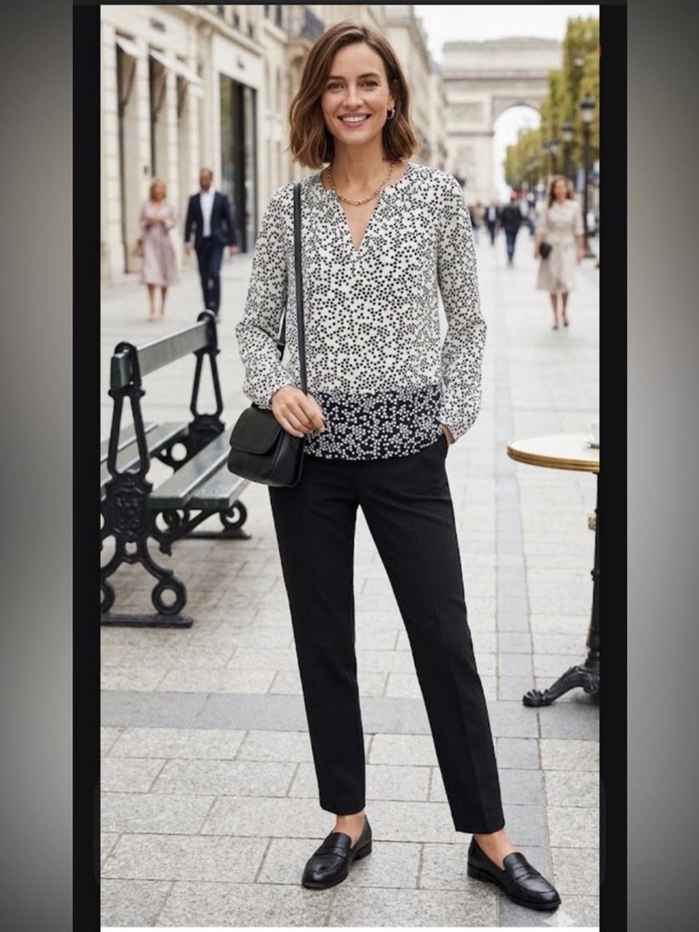 Boden Black and White Polka Dot Blouse